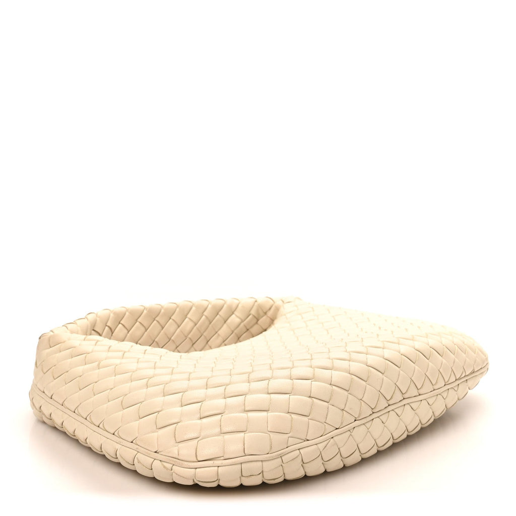Supple Nappa Intrecciato Padded Small Veneta Hobo Sea Salt