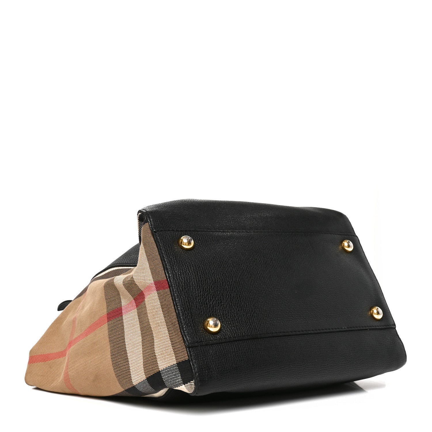 Grainy Calfskin House Check Small Canterbury Tote Black