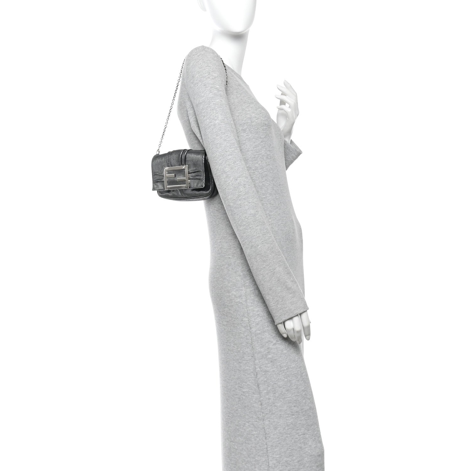 Metallic Calfskin Mia Pochette Silver