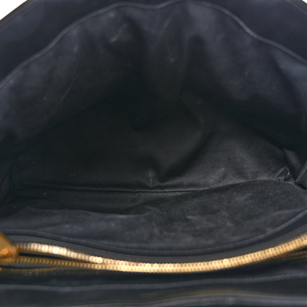 Calfskin Y Quilted Monogram Large Loulou Chain Satchel Black