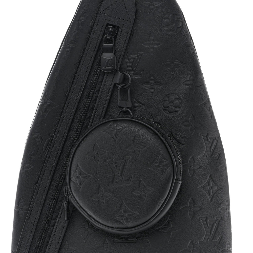 Calfskin Shadow Monogram Duo Slingbag Black