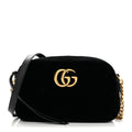 Velvet Matelasse Small GG Marmont Chain Shoulder Bag Black