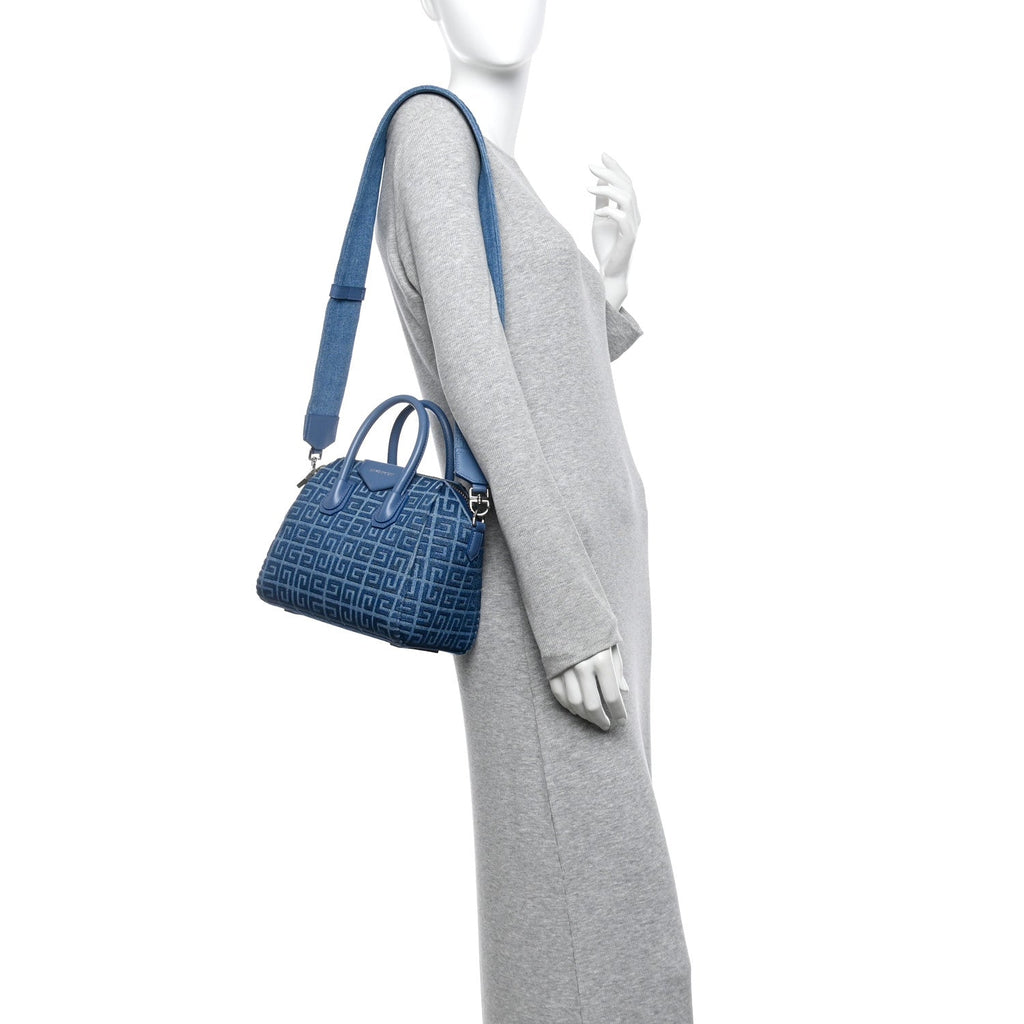 Denim Calfskin 4G Mini Antigona Blue