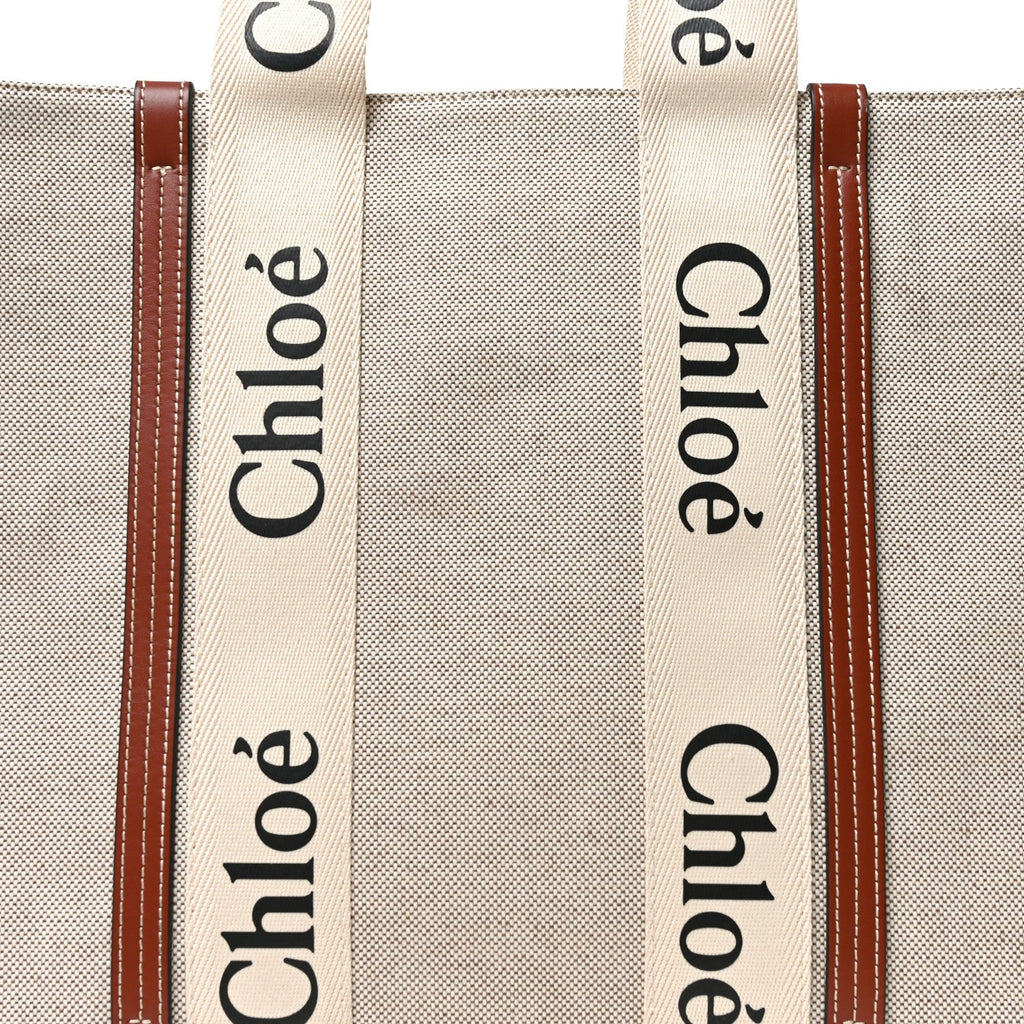 Cotton Calfskin Large Woody Ribbon Tote White Brown