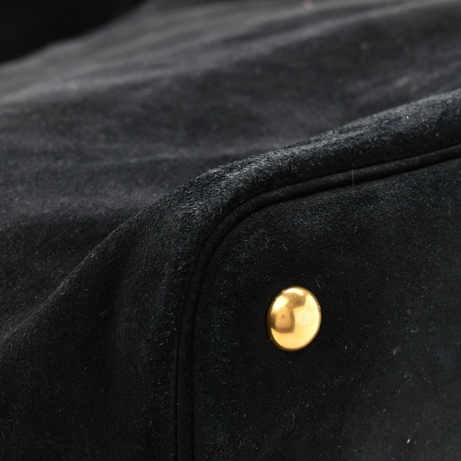 Suede Studded Bucket Bag Black