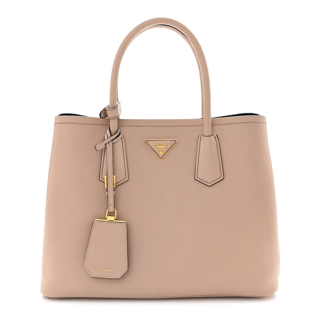 Saffiano Cuir Medium Double Bag Cammeo Black