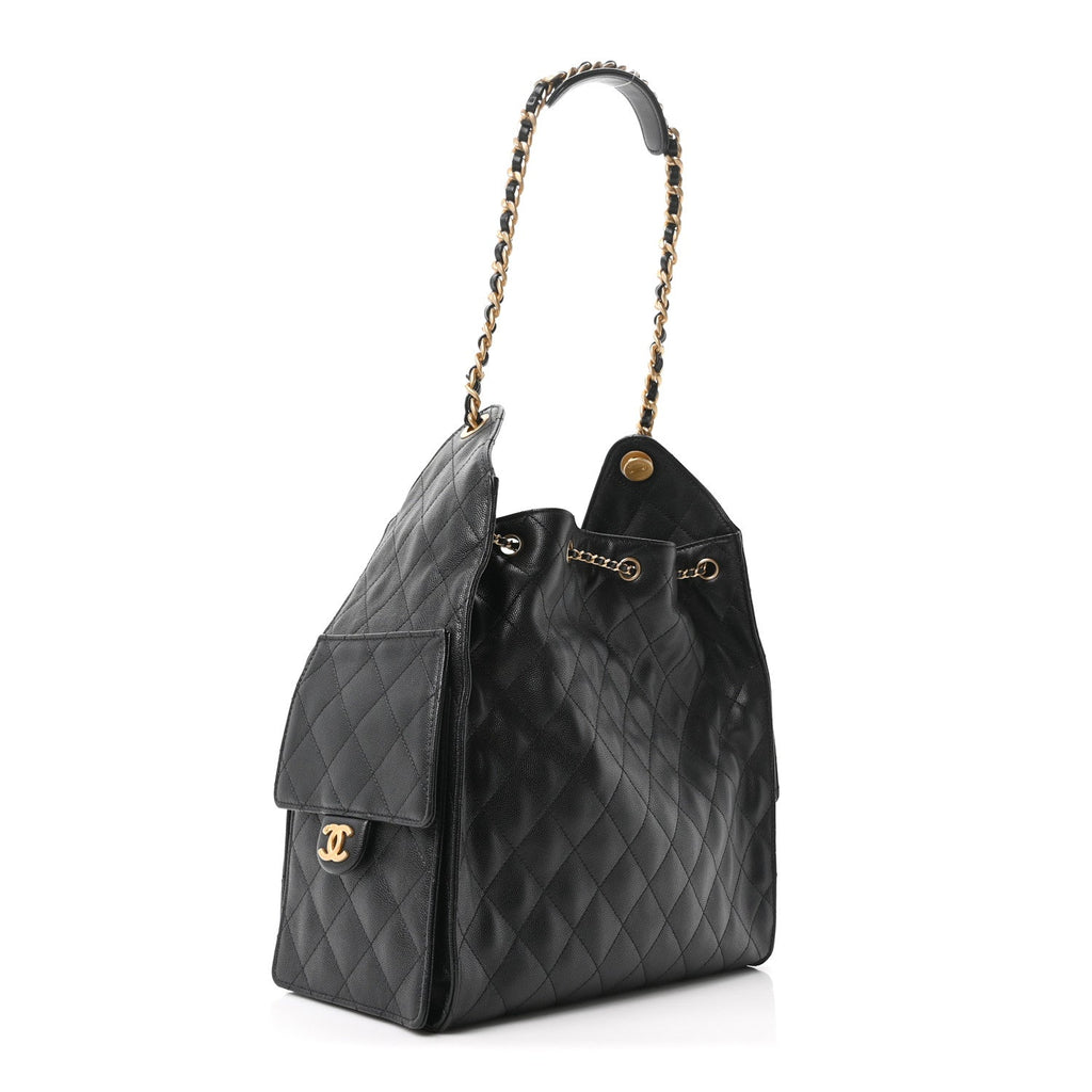 Caviar Quilted Medium Chanel 25 Handbag Black