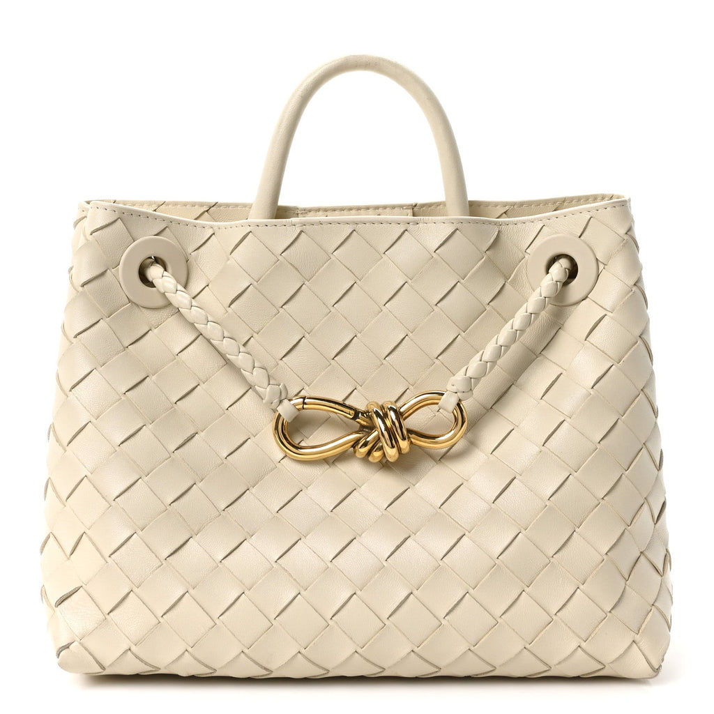 Nappa Intrecciato Small Andiamo Shoulder Bag Sea Salt