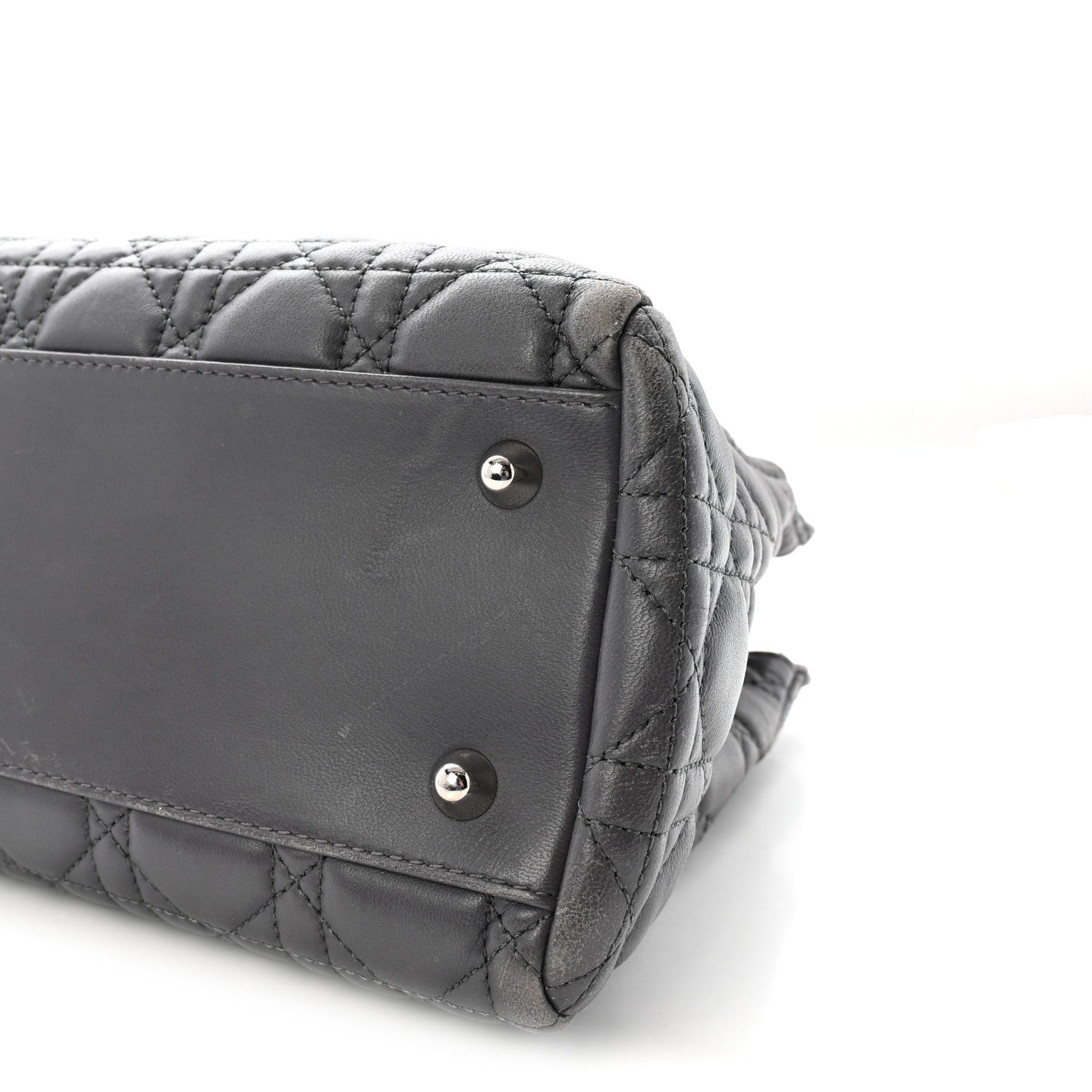 Lambskin Cannage Small Dior Soft Zipped Shopping Tote Grey