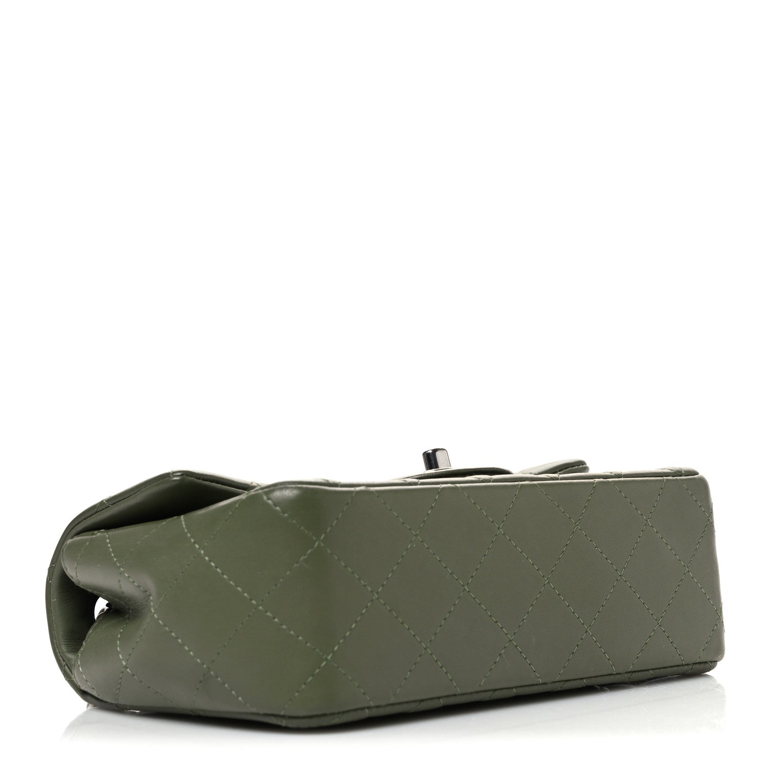 Lambskin Quilted Mini Rectangular Flap Green
