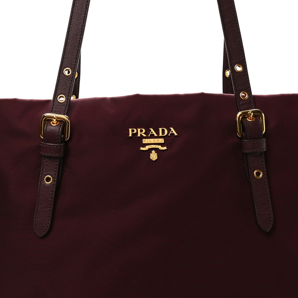 Tessuto Nylon Saffiano Tote Granato