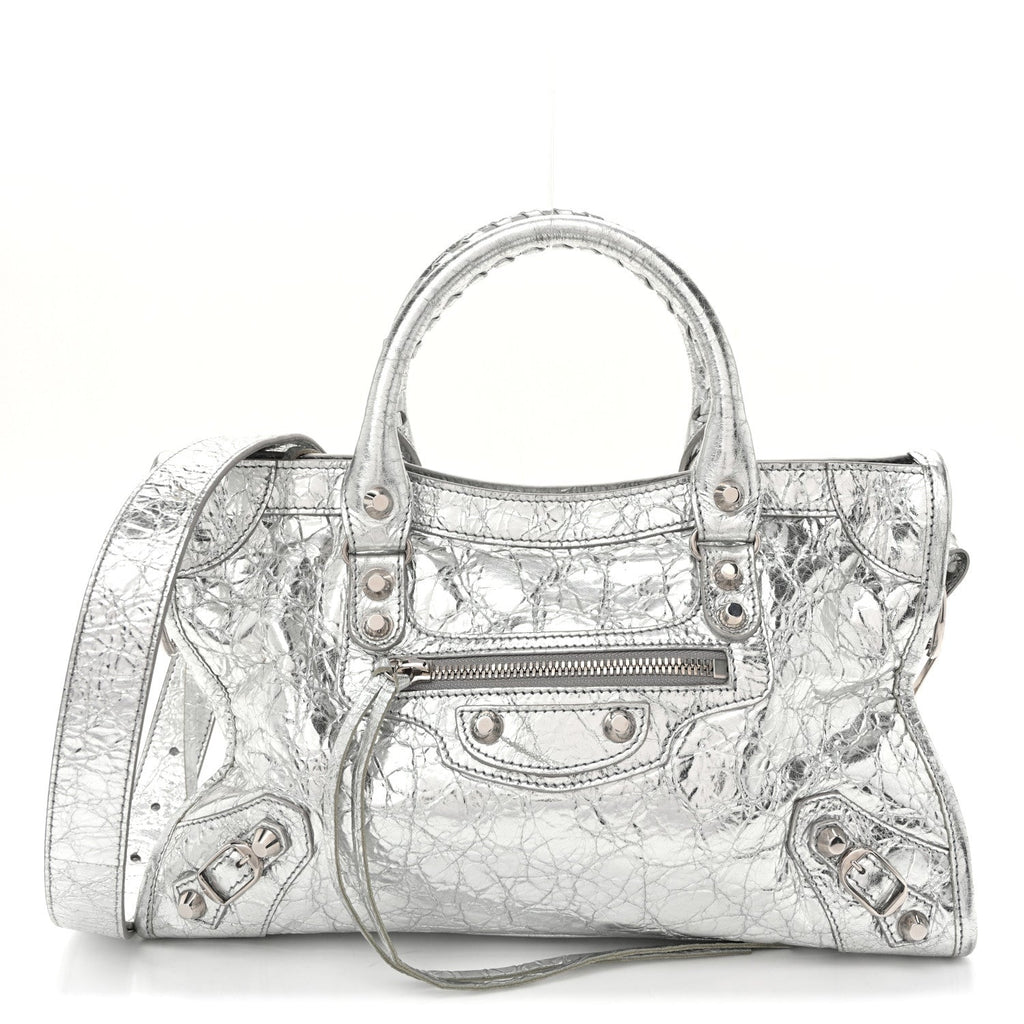 Metallic Agneau Silver Hardware Small Le City Silver