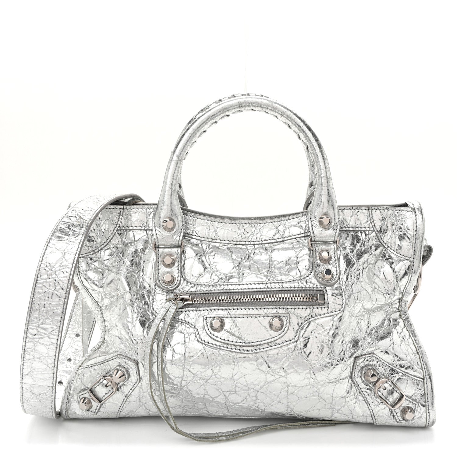 Metallic Agneau Silver Hardware Small Le City Silver