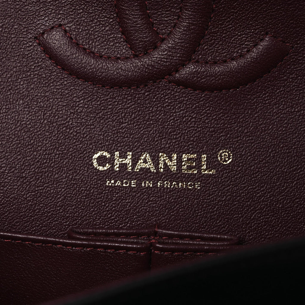 Lambskin Quilted Medium Double Flap Black