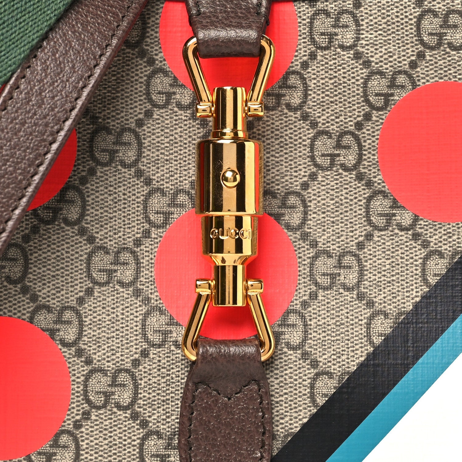 GG Supreme Monogram Web Geometric Small Jackie 1961 Beige Multicolor Brown Sugar