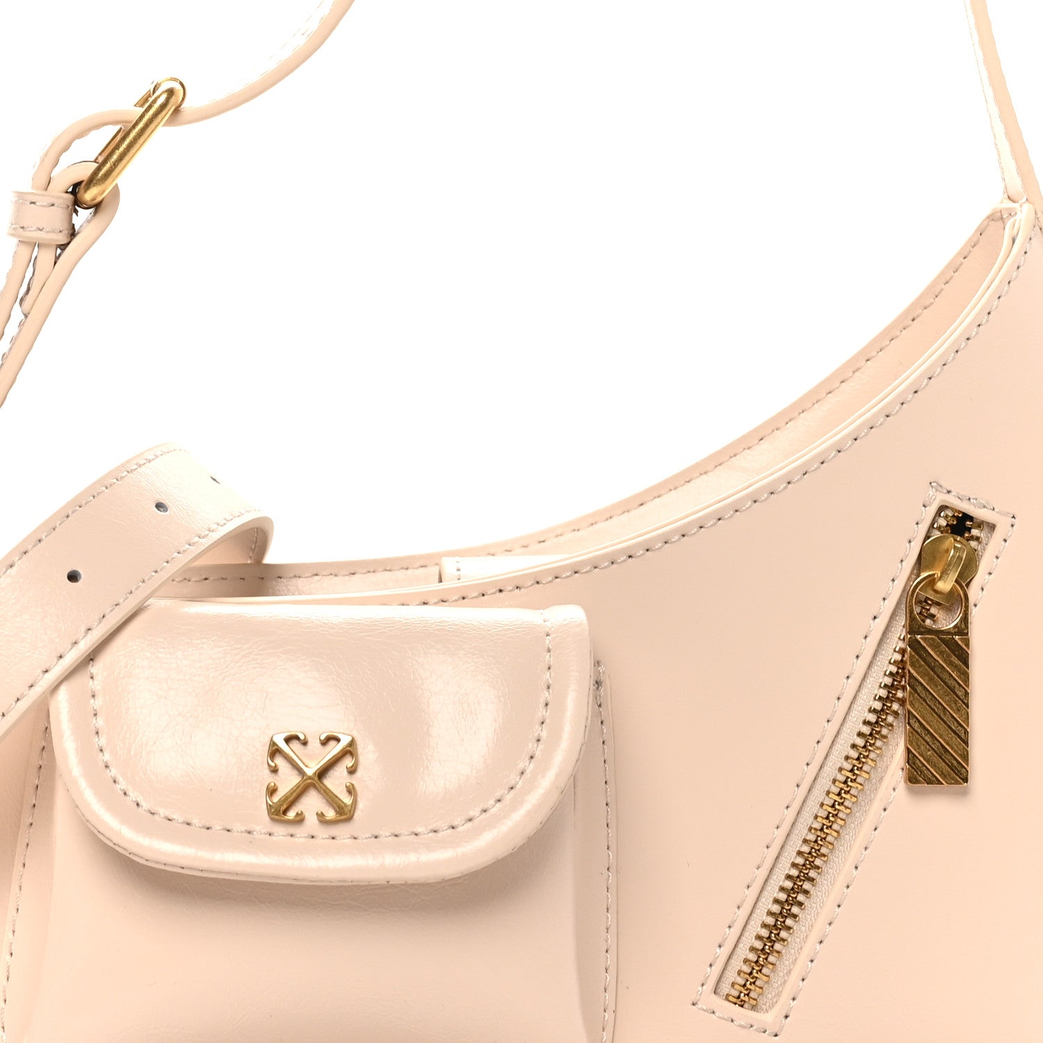 Calfskin Jitney Hobo Cream