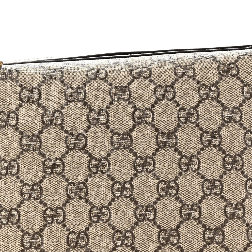 GG Supreme Monogram Textured Calfskin Web Super Mini Ophidia Shoulder Bag Beige Ebony New Acero