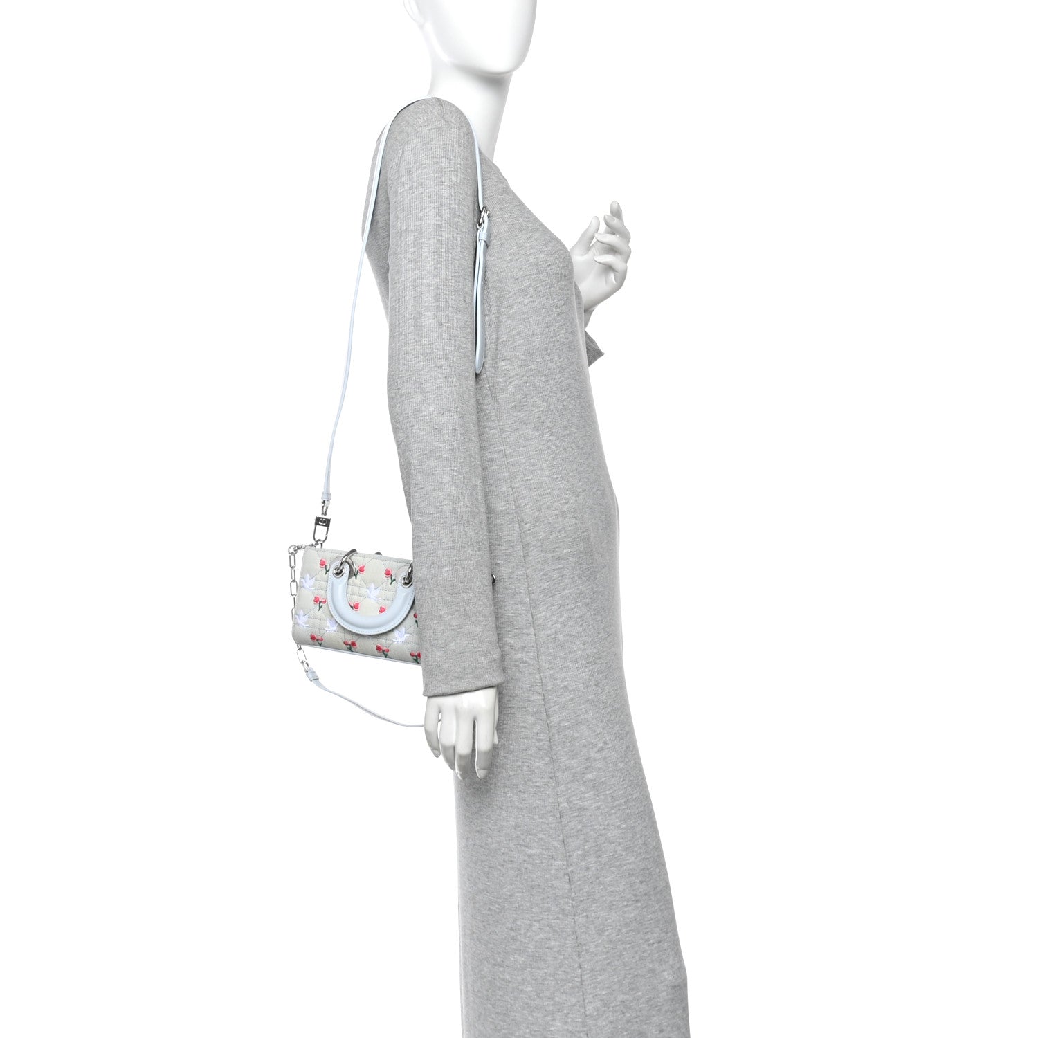 Denim Cannage Embroidered Doves & Roses Dioramour Mini Lady D-Joy Blue Multicolor