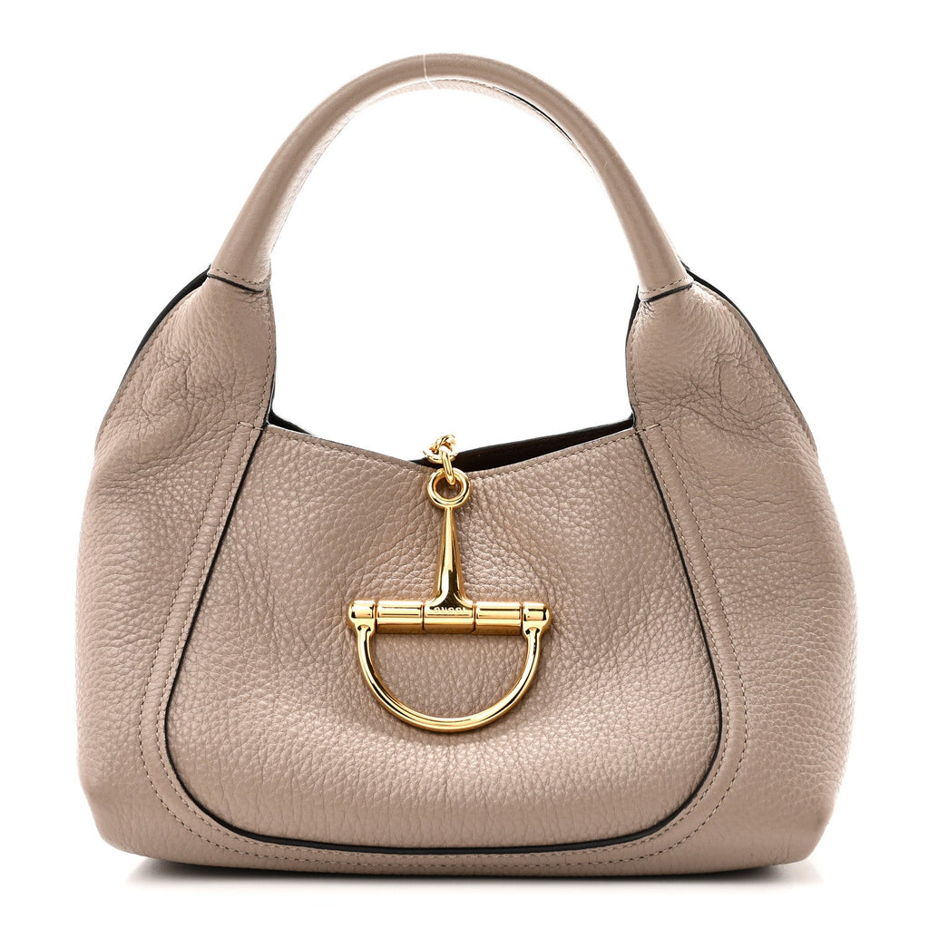 Grained Calfskin Softbit Medium Shoulder Bag Taupe
