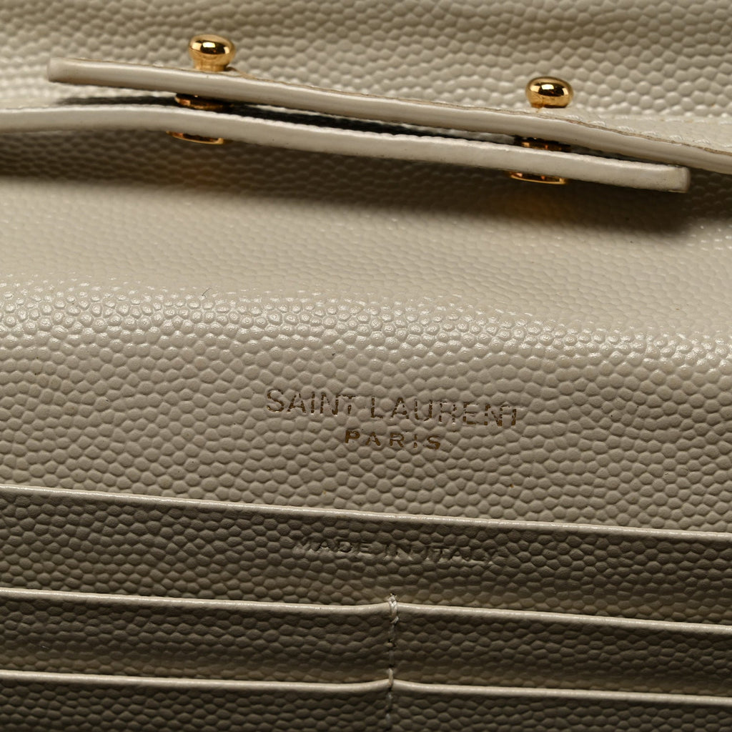 Grain De Poudre Matelasse Chevron Monogram Chain Wallet Crema Soft