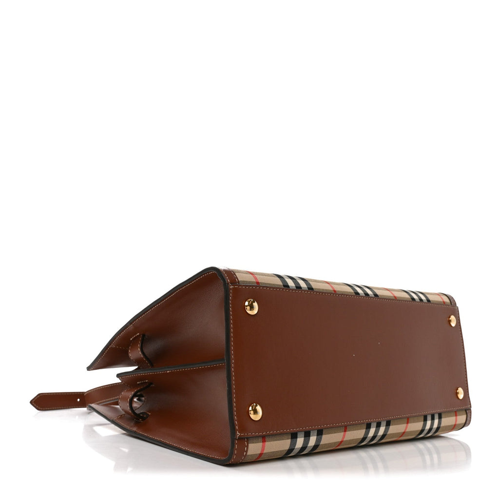 Calfskin Vintage Check Two Handle Title Bag Archive Beige