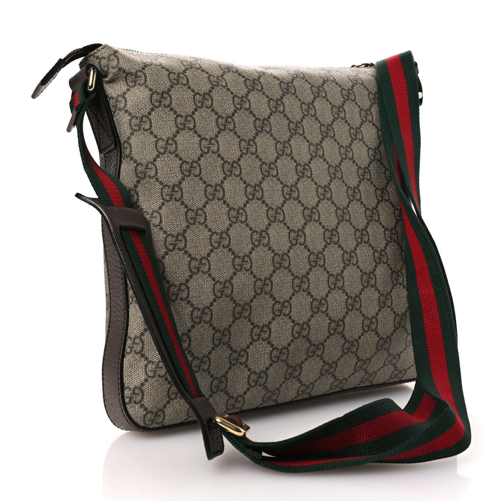 Soft GG Supreme Monogram Courrier Web Medium Flat Messenger Bag Beige New Acero Multicolor