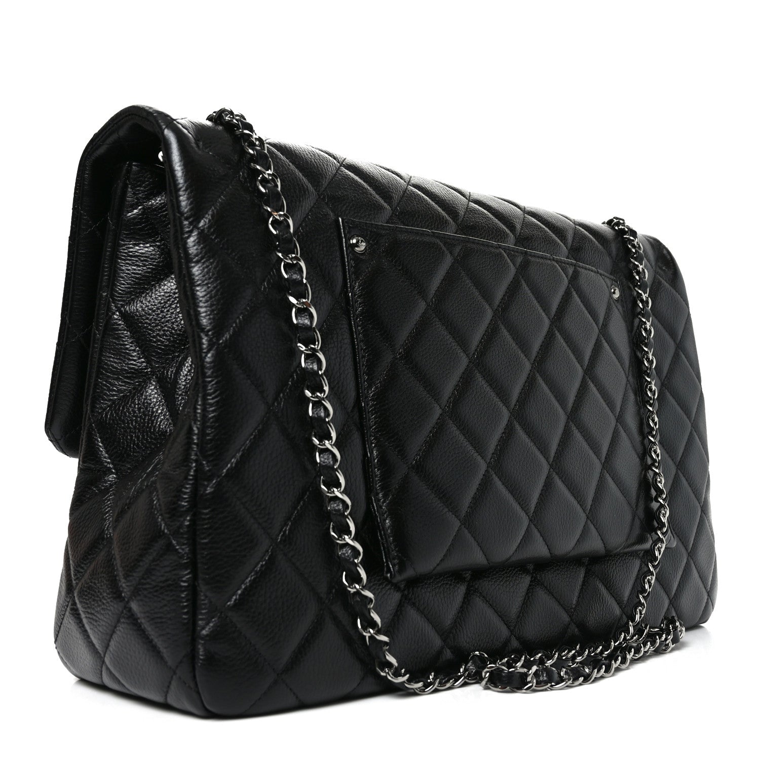 Caviar Quilted Small XXL Travel Flap Bag Black