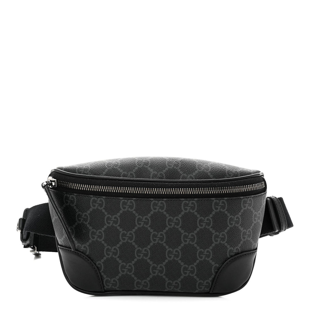 GG Supreme Monogram Emblem Calfskin Small Belt Bag Black Grey