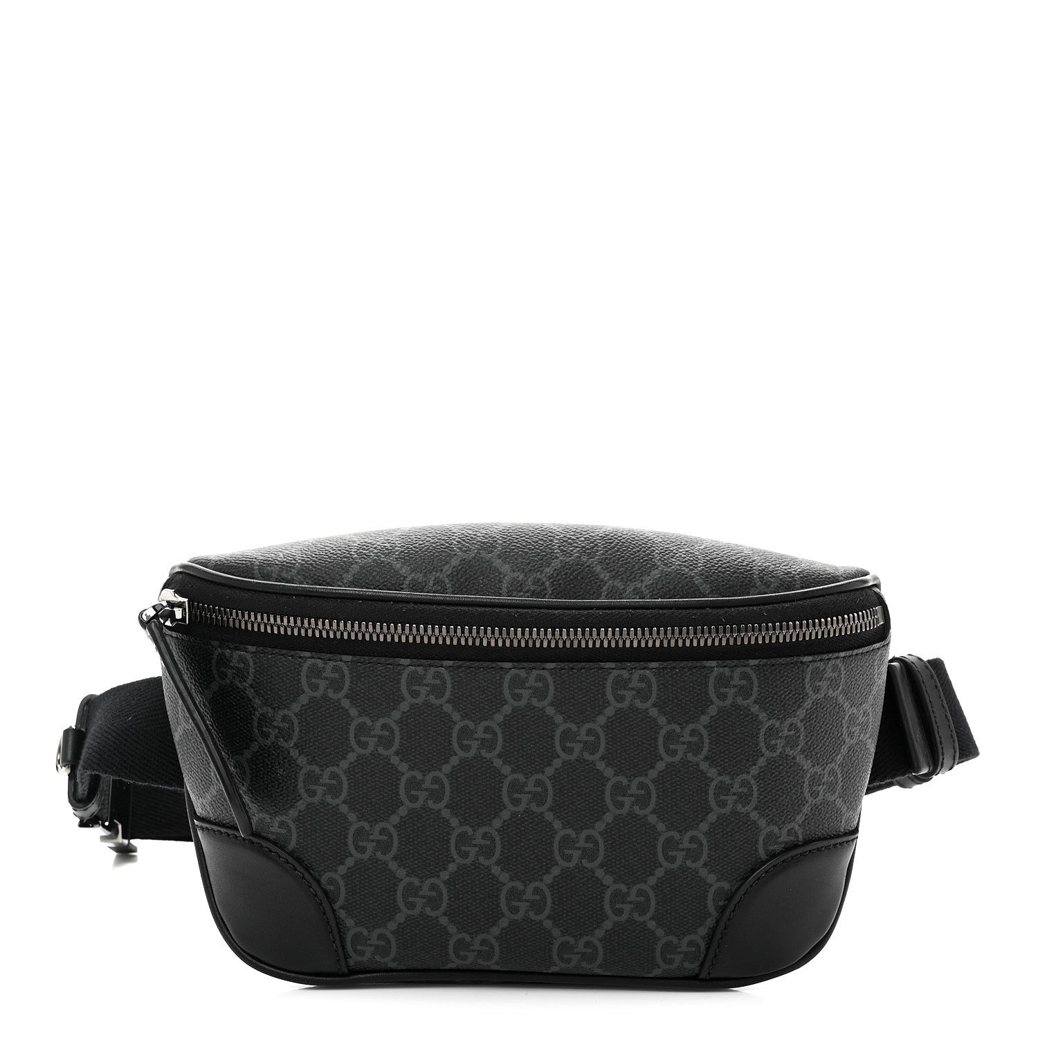 GG Supreme Monogram Emblem Calfskin Small Belt Bag Black Grey