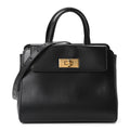 Shiny Box Calfskin Small Money Tote Black
