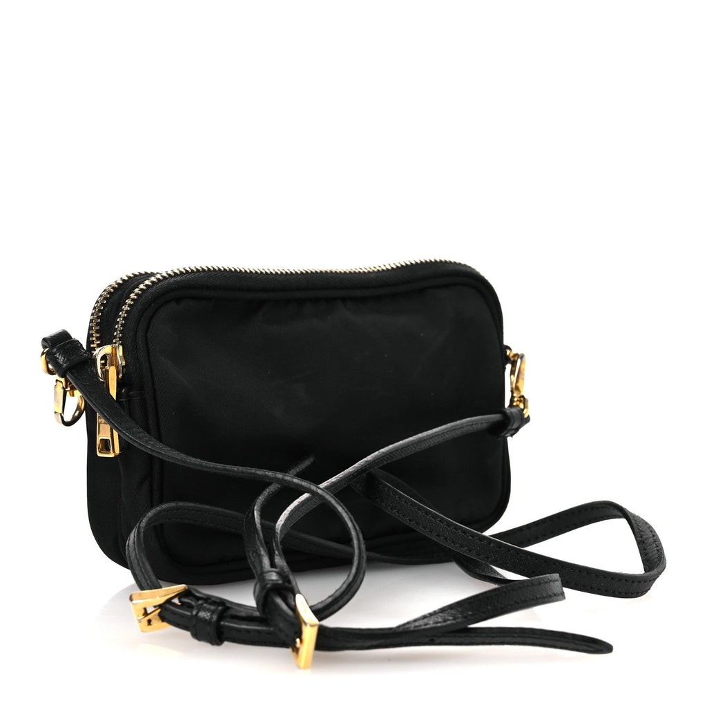Nylon Saffiano Double Zip Camera Bag Black