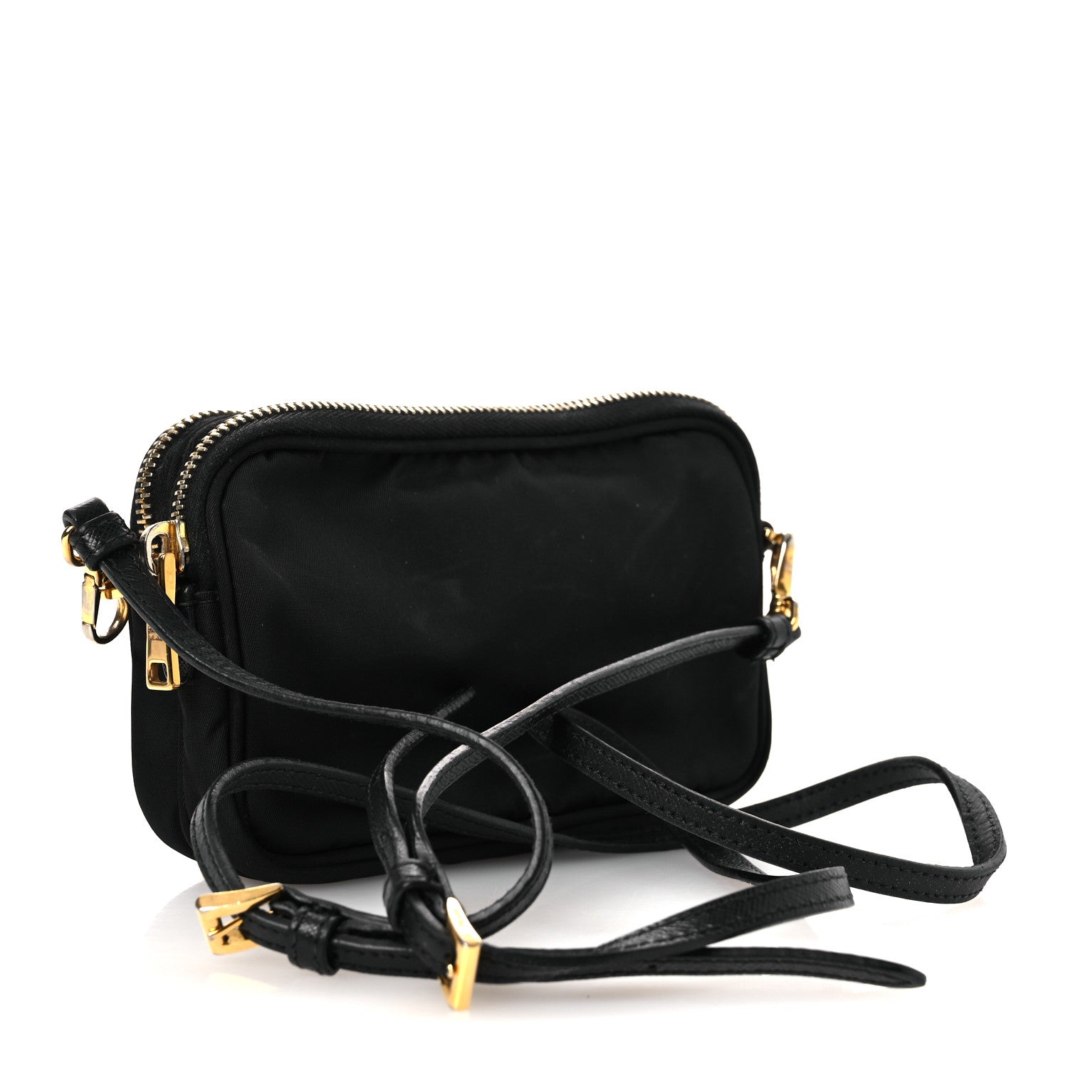 Nylon Saffiano Double Zip Camera Bag Black