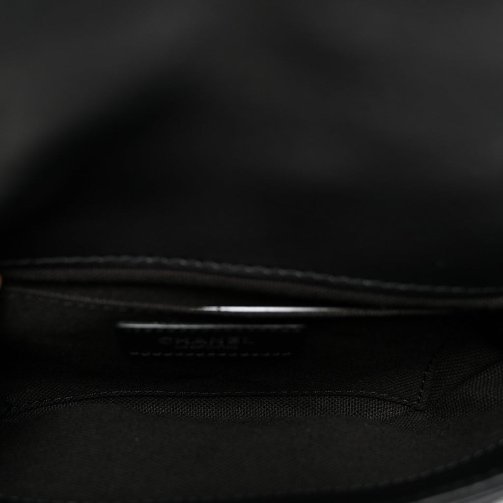 Calfskin Quilted CC Uniform Flap Belt Bag Black
