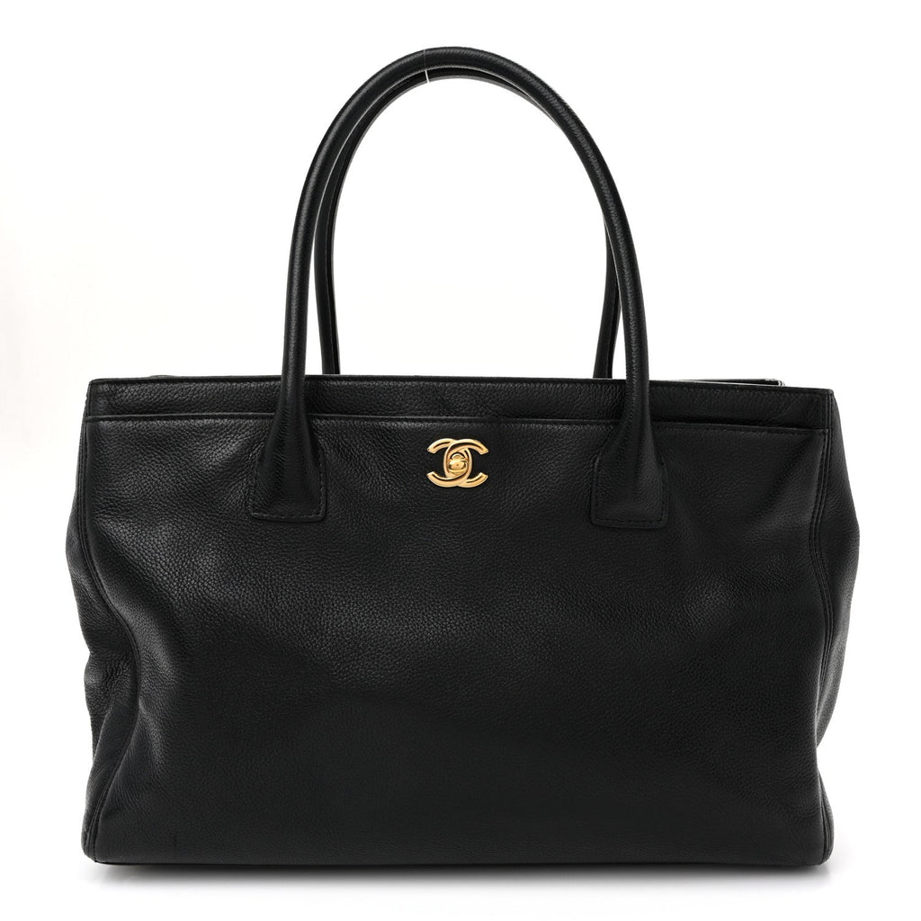 Calfskin Cerf Executive Shopper Tote Black