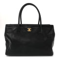 Calfskin Cerf Executive Shopper Tote Black