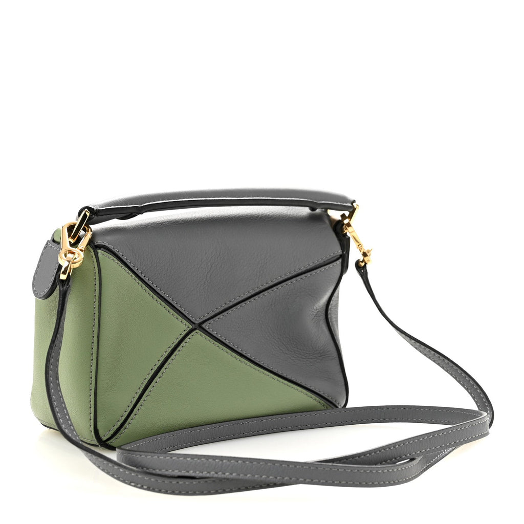 Calfskin Mini Puzzle Bag Asphalt Grey Nude