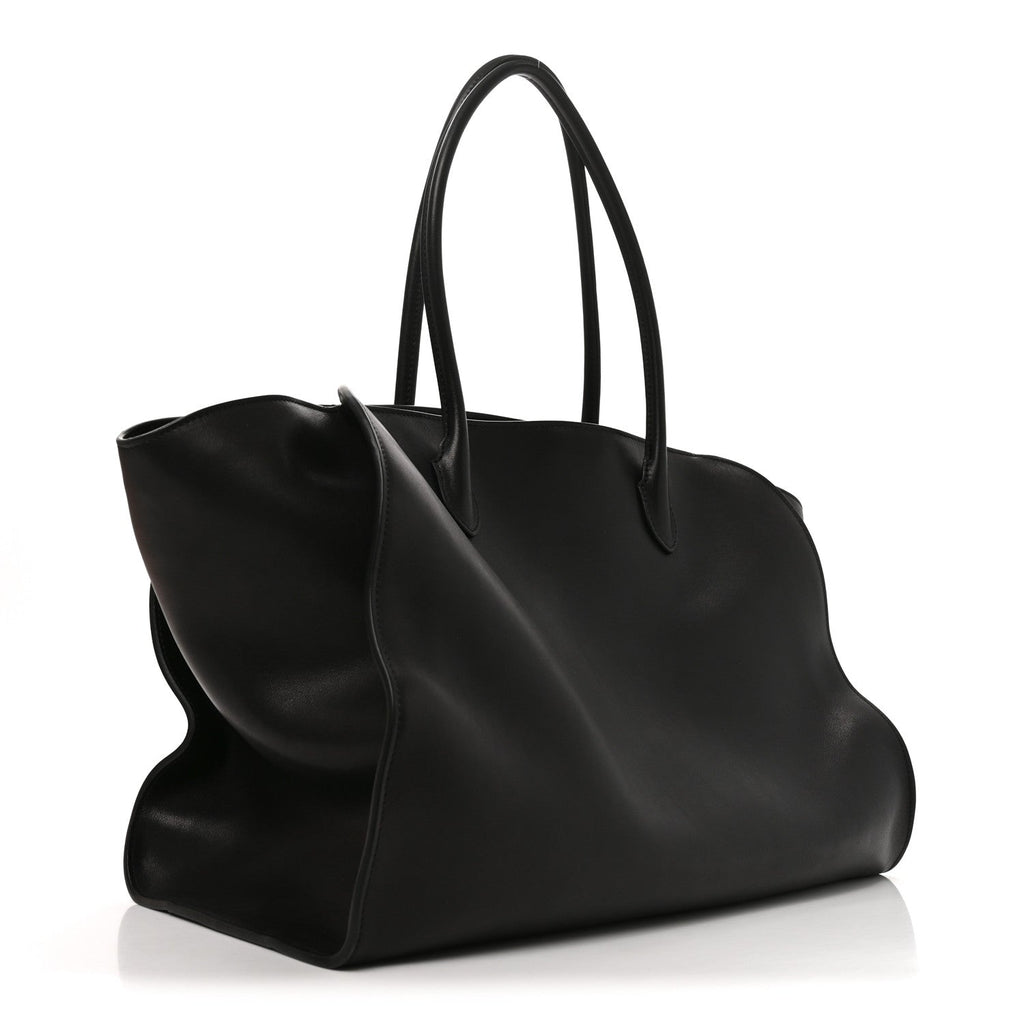 Polished Saddle Calfskin Marlo 17 Tote Bag Black