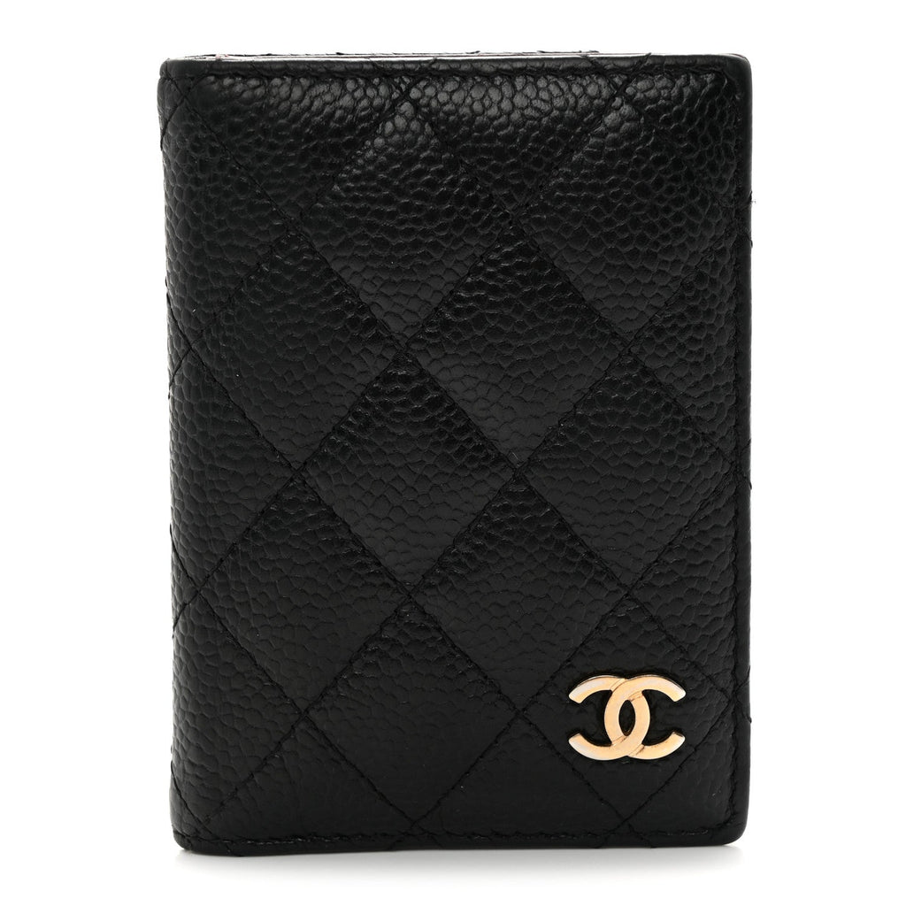 Caviar Quilted Card Holder Wallet Black