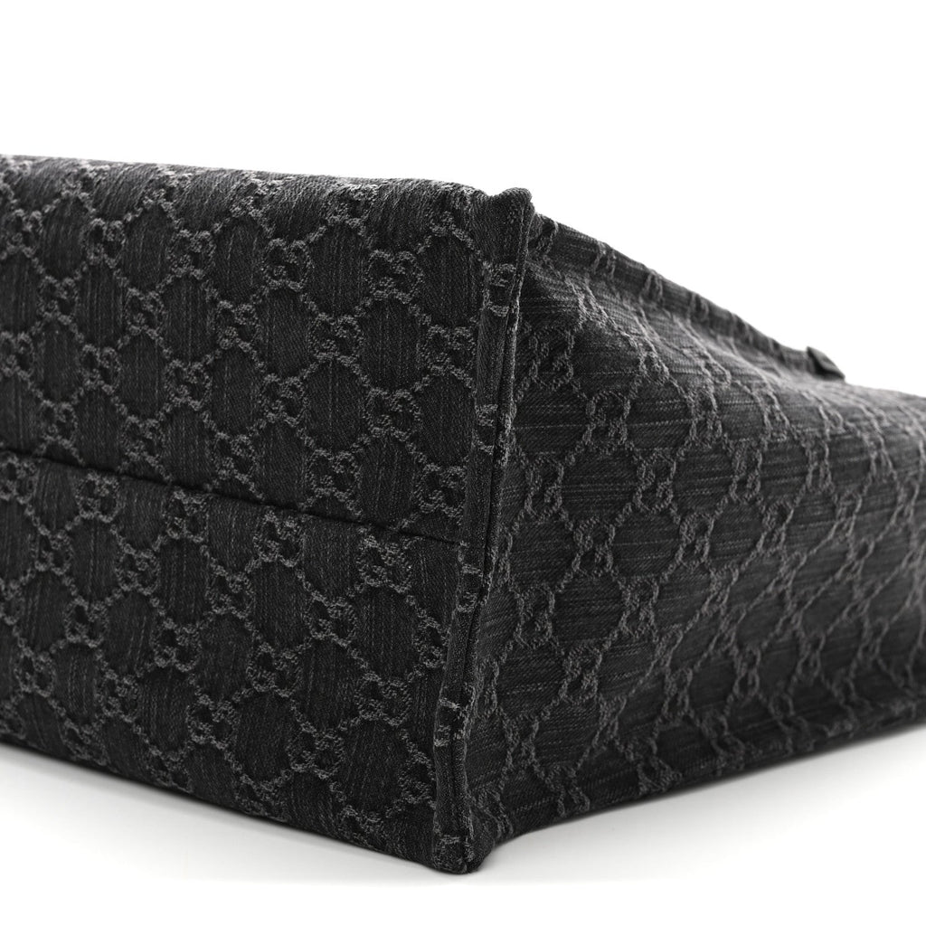 Denim Ophidia GG Monogram Large Tote Black Grey