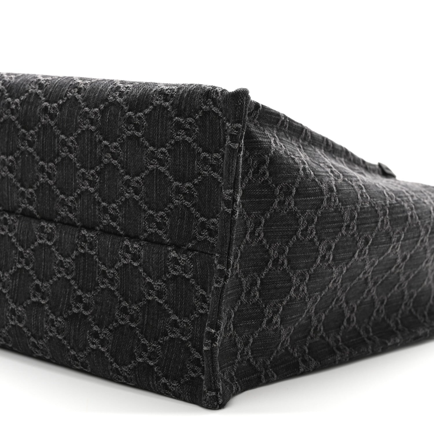Denim Ophidia GG Monogram Large Tote Black Grey