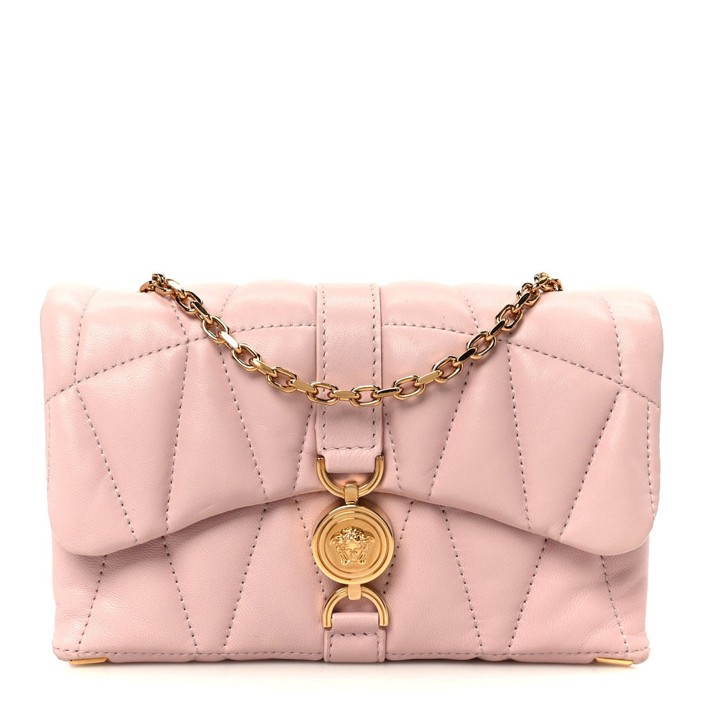 Lambskin Quilted Mini Kleio Crossbody Bag Light Pink