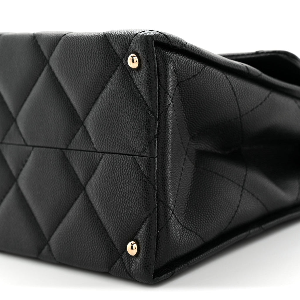 Caviar Quilted Medium Retro Twist Top Handle Flap Black