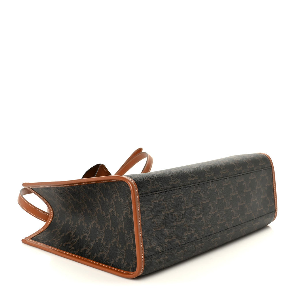 Triomphe Canvas Calfskin Mini Horizontal Cabas Tan