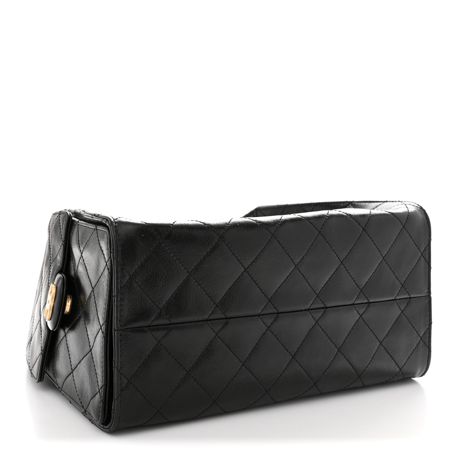 Shiny Crumpled Calfskin Quilted Small Chanel 25 Handbag Black