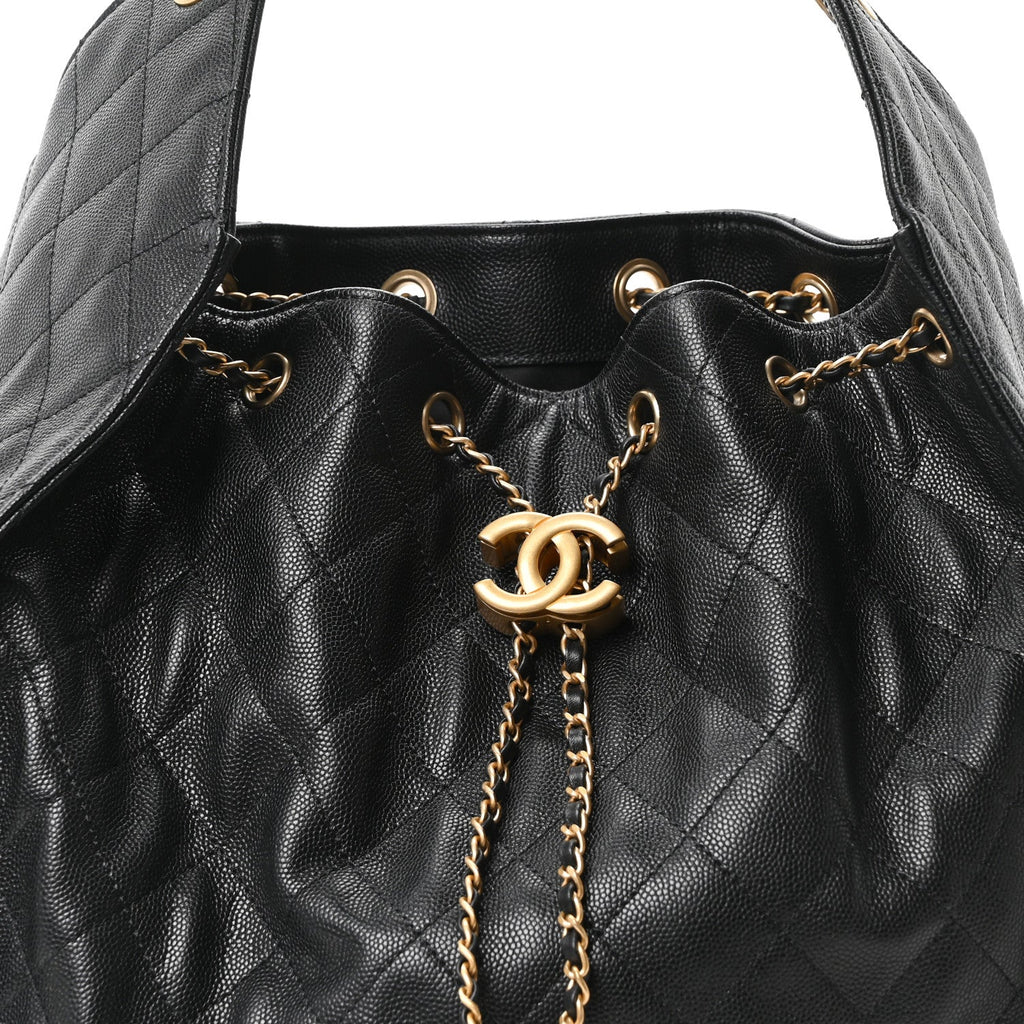 Caviar Quilted Medium Chanel 25 Handbag Black