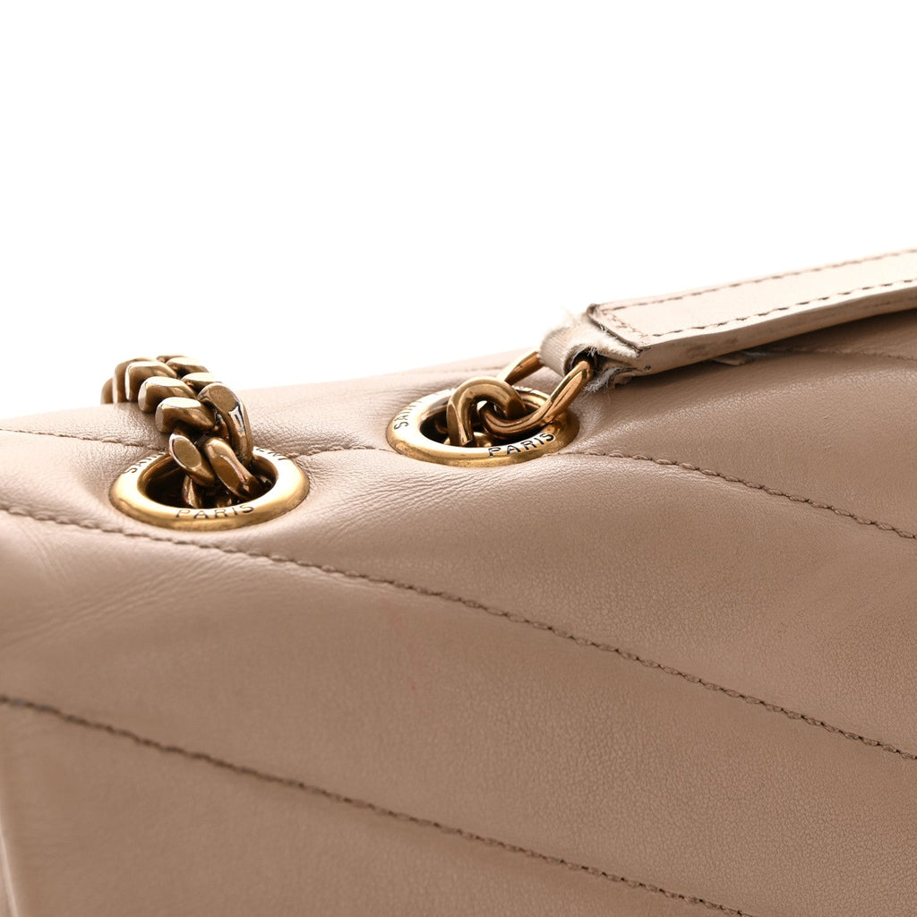Calfskin Y Quilted Monogram Medium Loulou Chain Satchel Dark Beige
