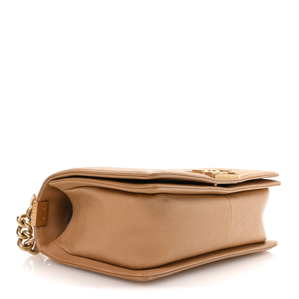 Caviar Quilted Medium Boy Flap Beige