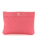 Caviar Quilted Medium Vintage Mademoiselle Cosmetic Case Pink