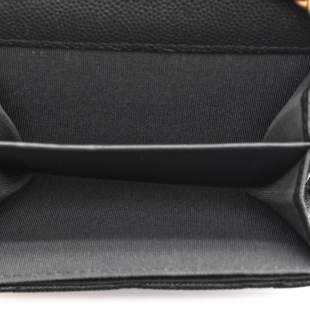 Caviar Quilted Bracelet On Chain Clutch Grey