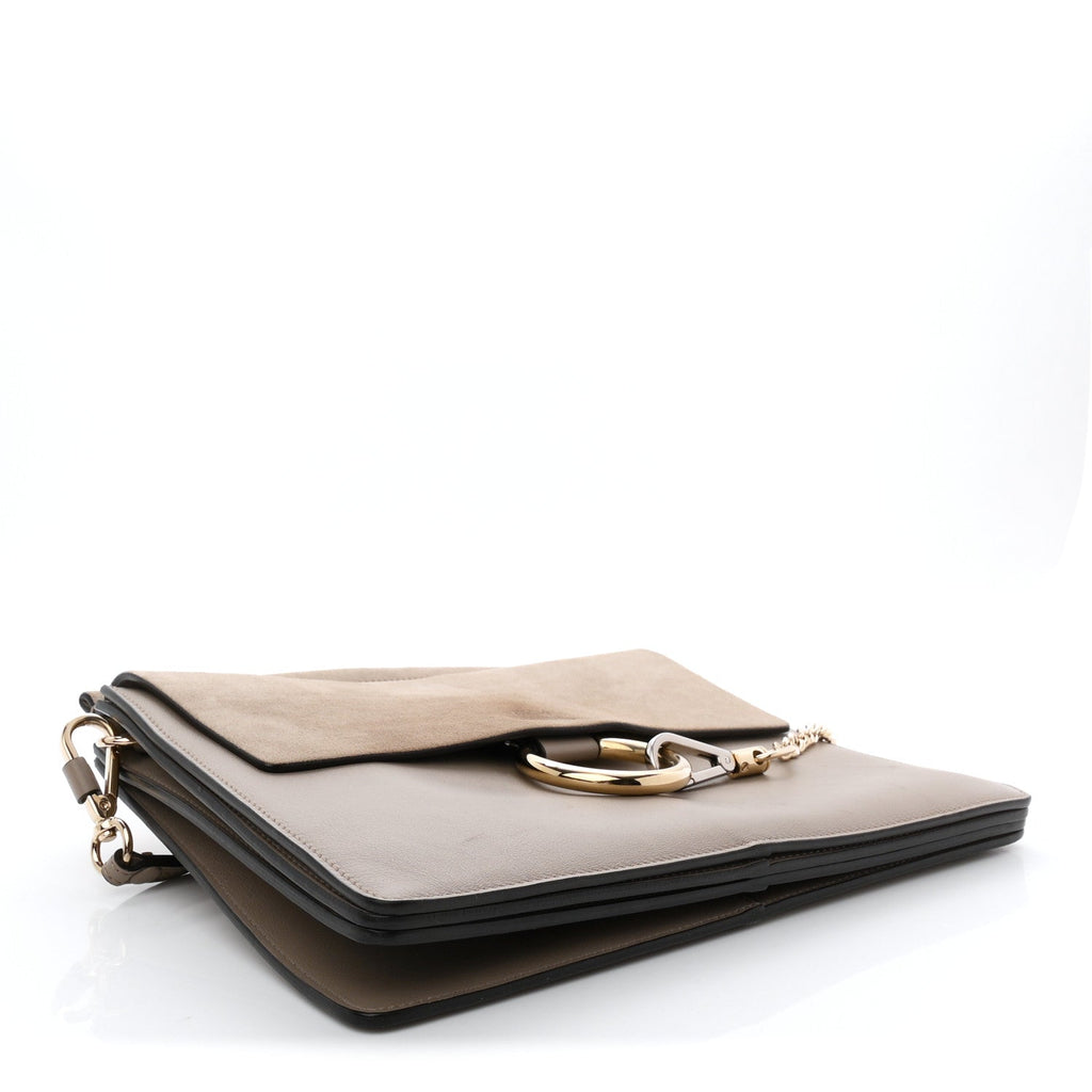 Calfskin Suede Medium Faye Shoulder Bag Motty Grey